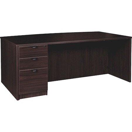 Lorell DESK, LT, SGLPED, BOW, 42X72, ES LLRPD4272LSPBES